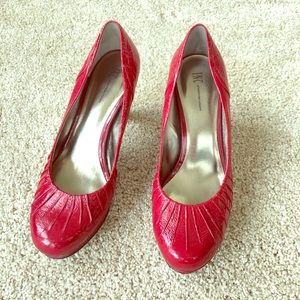 INC Belindabrd patent leather heels, Bordeaux